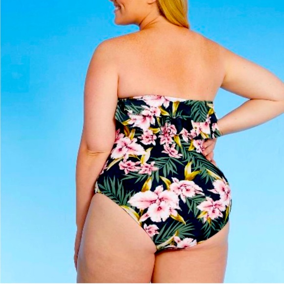 Bandeau Floral KONA SOL High Coverage One Piece Swimsuit, Size XL - Picture 2 of 5